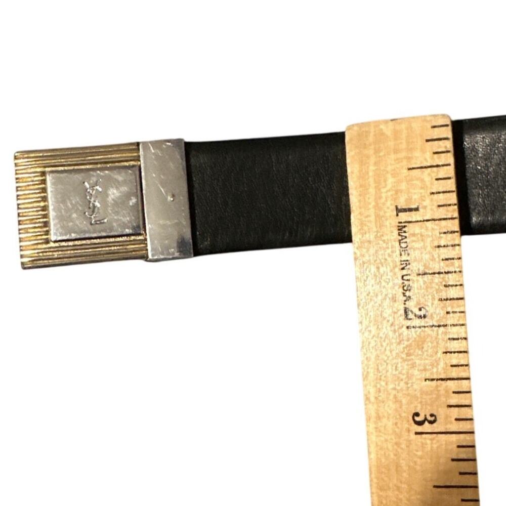 YSL Reversible Leather Belt Mixed Metal Vintage Minimalist Preppy Old Money - Picture 5 of 10